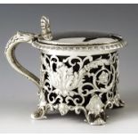 Charles Reily and George Storer, London 1837, a William IV/Victorian silver mustard pot, reticulated