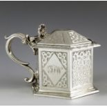 John and George Angell, London 1841, a Victorian silver mustard pot, hexagonal section, etched and e