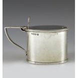 James Deakin and Sons, Chester 1893, a Victorian silver mustard pot, straight sided oval form, with