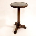 A William IV rosewood and marble inset pedestal wine table