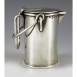 Joseph Braham, London 1888, a Victorian novelty silver mustard pot, in the form of a milk pail, with
