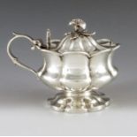 Charles Gordon, London 1831, a William IV silver mustard pot, lobed and footed Warwick vase form wit
