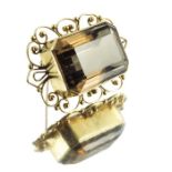 A 14ct yellow gold smoky quartz brooch/pendant