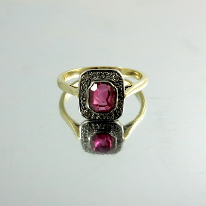 A ruby and diamond ring, on 18 carat gold band - Image 2 of 3