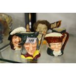 Five small Royal Doulton character jugs including