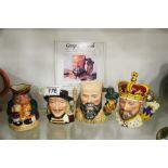 Four small Royal Doulton character jugs including