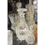 A group lot of glassware including four decanters