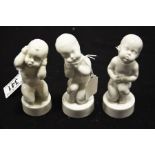 Svent Lindhart for Royal Copenhagen and Bing & Grondahl, three blanc de chine figures of sick babies