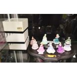 Nine Royal Doulton miniature ladies figures with s