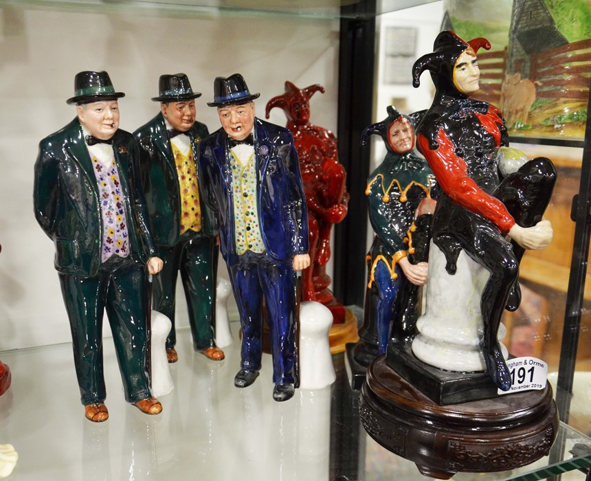 A group of Royal Doulton figures later decorated c