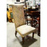 A prie dieu chair, on turned front supports,