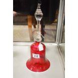 A Victorian cranberry and opaque glass hand bell 3