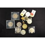 A group of Royal commemorative coins, including two Elizabeth II silver wedding crowns, a silver Jub