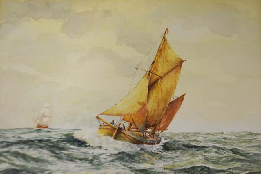 F. Norbury (20th century), Sailing Ships, watercol