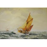 F. Norbury (20th century), Sailing Ships, watercol