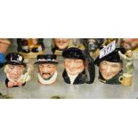 Four miniture Royal Doulton character jugs includi