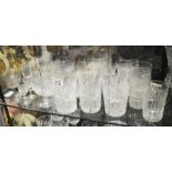 A group lot of glassware including sherry glasses,