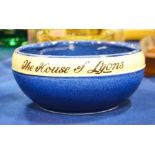 A Bourne Denby blue and white bowl, House of Lyons, circa 1920s/30s, 18cm wide.