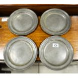 Four pewter plates, London, marks verso (4)