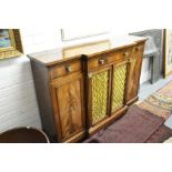 Mahogany breakfront Regency style two door cabinet, height 89cm