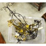 Box containing modern metal chandelier, brass pend