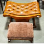 An leather footstool and a smaller stool