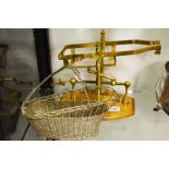 A wine basket and pourer and brass stand (2)