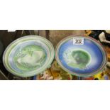 Two Poole Studio Dishes decorated with fishes and