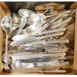 A group of silver plated flatware cutlery includin