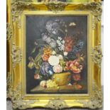 A TR Parsons floral display, oil on canvas, framed