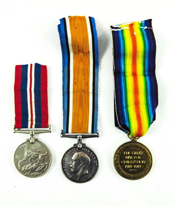 World War One medal pair, British War Medal and Victory Medal, awarded to 47934 Private E.V. Custanc