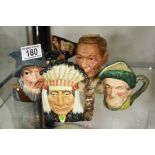 Four small Royal Doulton character jugs including