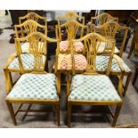 A set of eight chairs Hepplewhite style Wheat Ear, including two carvers, with upholstered removable