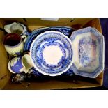 An assorted group ceramics, including four blue an