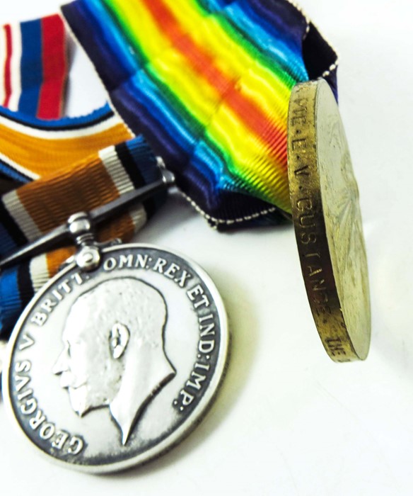 World War One medal pair, British War Medal and Victory Medal, awarded to 47934 Private E.V. Custanc - Image 3 of 3