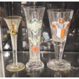 Three German enameled glasses (3)