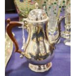 A silver plated Barker Ellis coffee pot with resin