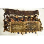 Two Caucasus region tribal tasseled tent decorations, together with a pillow (3)