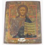 Russian Icon of St Nicholas, tempera on panel, H.31cm