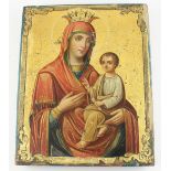 Russian Icon of Virgin of Kazan, tempera on panel, H.31cm