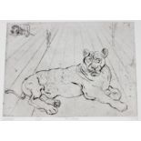 Mordechai Moreh (Israeli/French, b.1937), ‘The Lionness’, etching, signed in pencil, numbered 15/18,