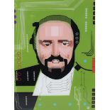 Vitaly Vinogradov (Vitaliv), 'Digital Portrait of Pavarotti', lithograph, unique, monogrammed