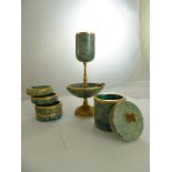 A green marble smokers set