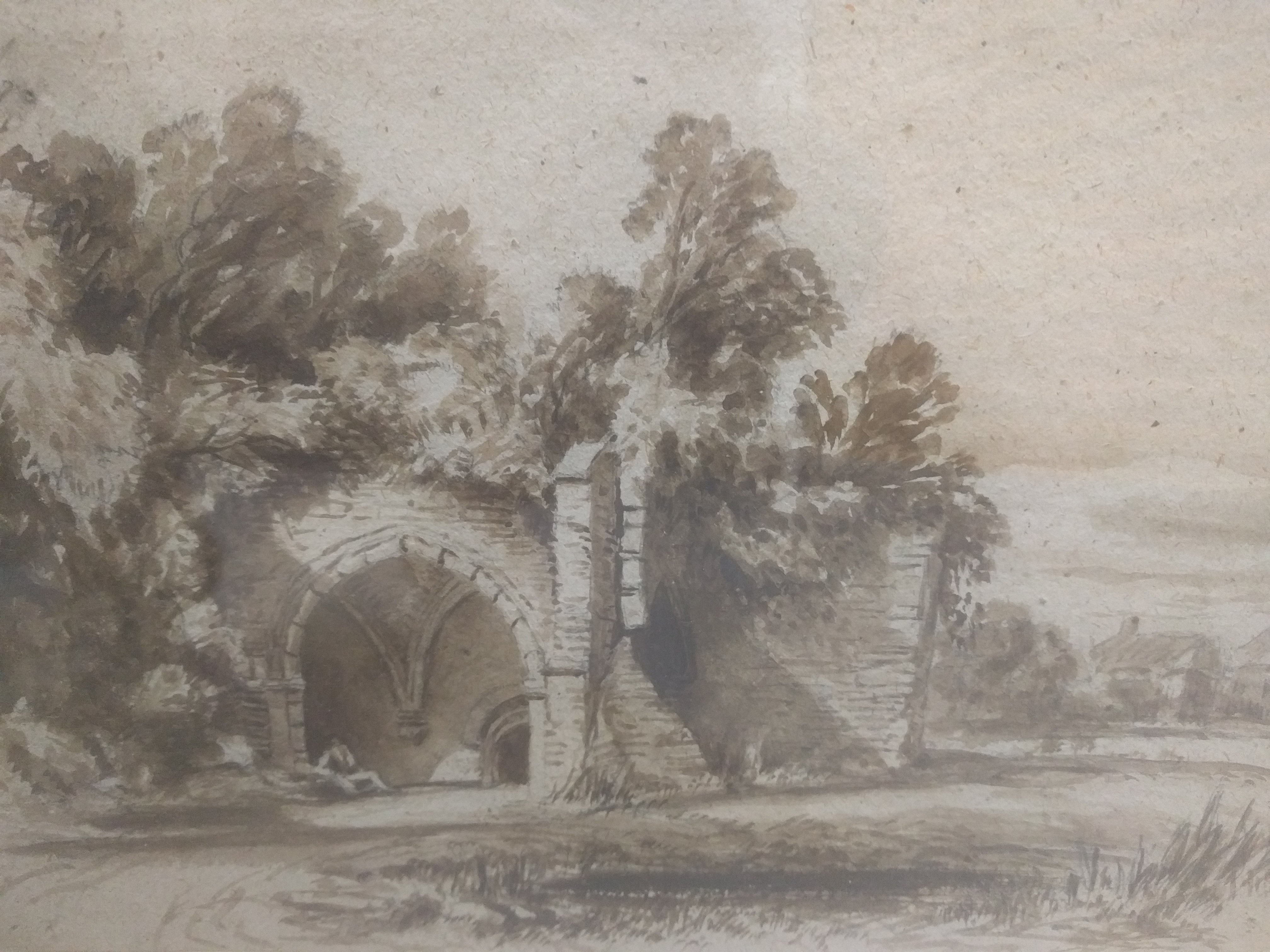 Attributed to David Cox, Romantic Ruins, watercolour, unsigned, H.18.5cm W.27cm