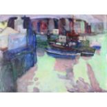 Hans Schwarz (1922-2003), Boats in the Harbour, watercolour and gouache, H.54.5cm W.75cm Provenance: