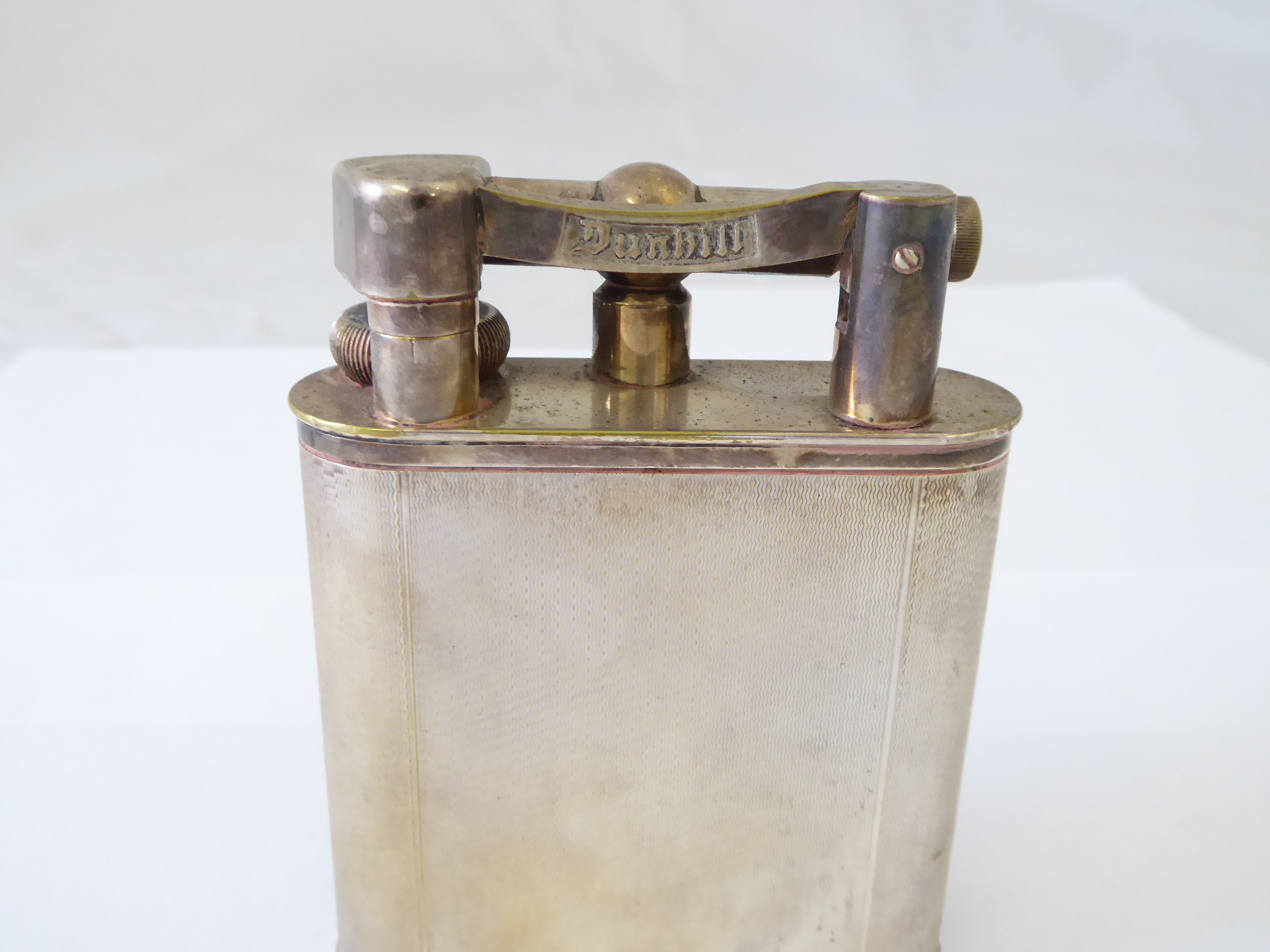 A Dunhill silver plated table lighter stamped Dunhill Reg'd Design No. 737418, Patent No. 390107, - Image 2 of 3