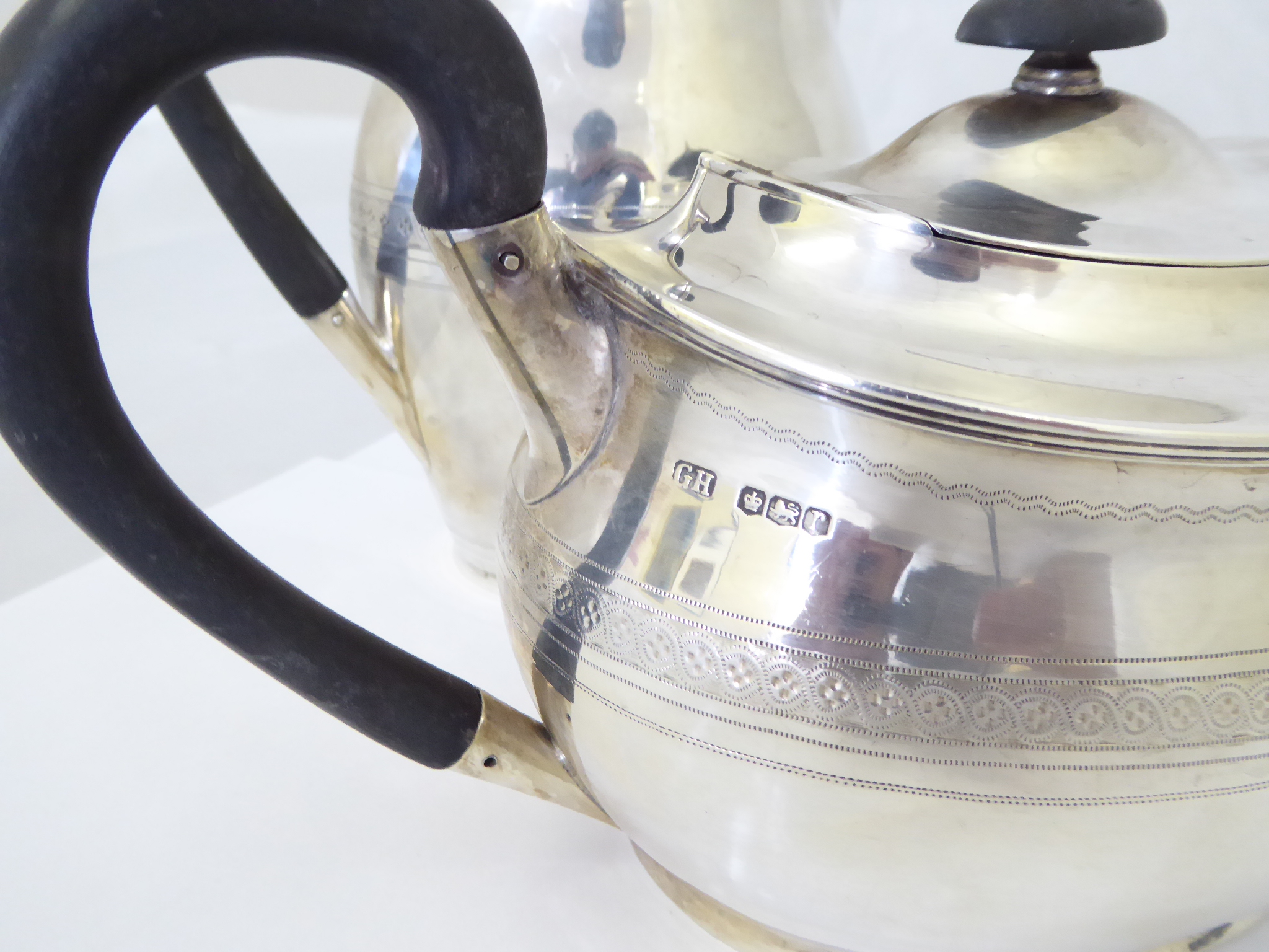 A silver teapot with matching water pot, hallmarked Sheffield 1934, maker George Howson, approx - Image 3 of 3