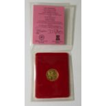 Gold half sovereign proof coin, Isle of Man commemorative version to mark the visit of Queen