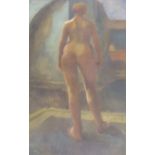 Mid 20th century British School, study of a standing nude, oil on canvas, H.77cm W.56cm