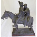 Jose Belloni (Uruguayan, 1882-1965), study of a man and maiden on horseback, bronze, signed, raised
